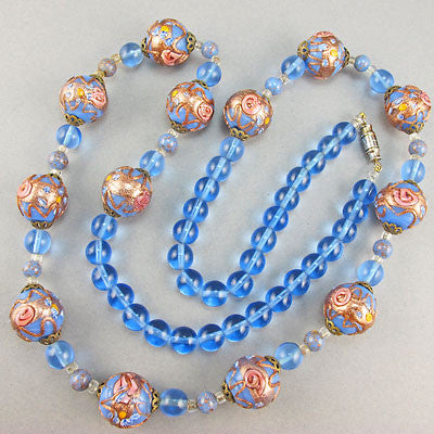 vintage lampwork beads necklace venetian glass beads