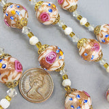 Vintagee lampwork beads necklace venetian glass bbeads cream
