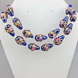 vintage lampwork beads necklace dark blue colour
