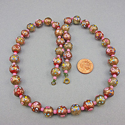 Vintage lampwork beads necklace venetian aventurine