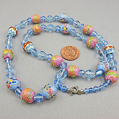 Vintage lampwork beads necklace mixed venetian beads