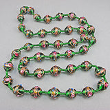 Vintage lampwork beads necklace green colour