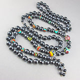Black vintage millefiori beads necklace
