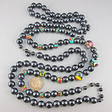 Black vintage millefiori beads necklace
