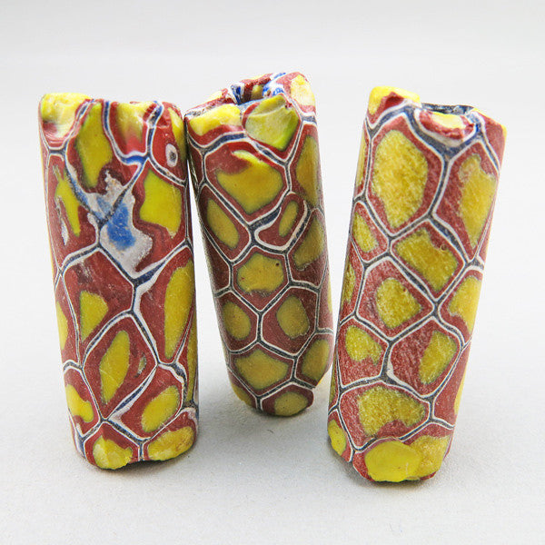 3 Antique millefiori beads matched african trade beads