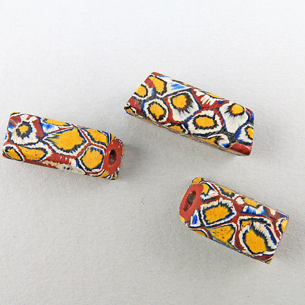 antique millefiori beads 3 square venetian african trade beads