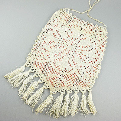 Old textiles purse crochet lace 