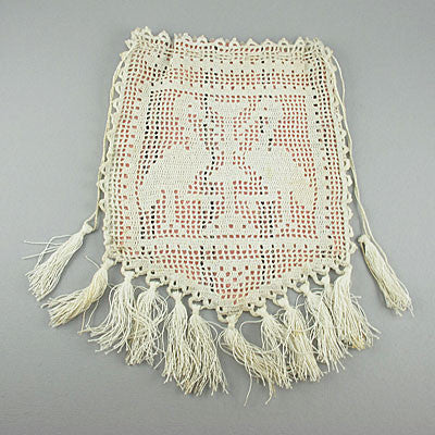 Old textiles purse crochet lace 