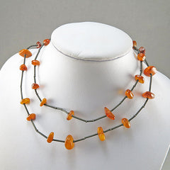 Vintage Amber Beads Necklace Made With Old Amber Beads