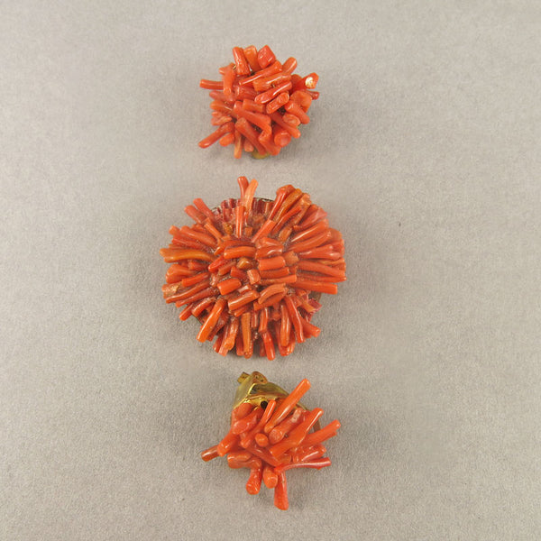 Vintage Coral Earrings And Brooch Mediterranean Coral Beads Good Old Beads Uk