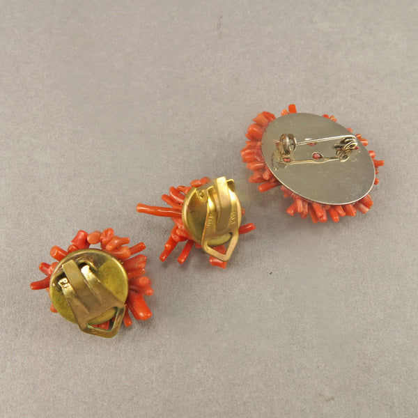 Vintage Coral Earrings And Brooch Mediterranean Coral Beads Good Old Beads Uk