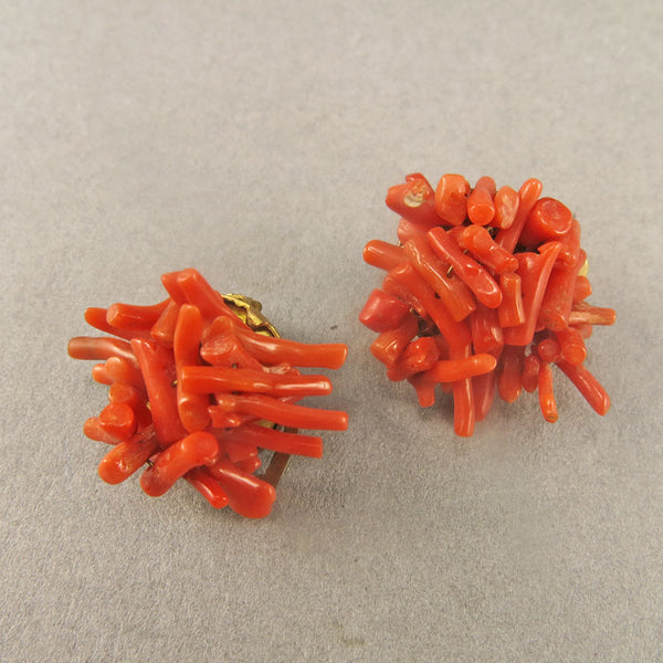 Vintage Coral Earrings And Brooch Mediterranean Coral Beads Good Old Beads Uk
