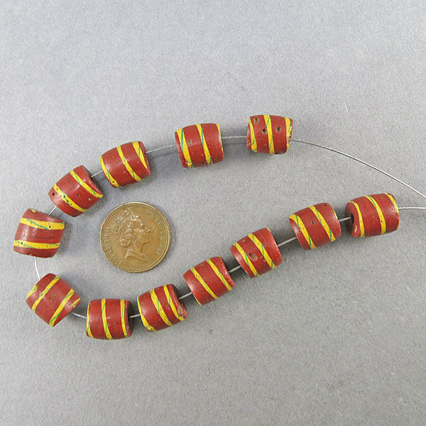 African Trade Beads 12 Venetian Glass Beads Matched Antique Beads