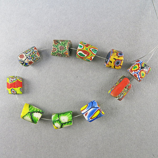 African Trade Beads 10 Old Venetain Glass Beads Antique Millefiori Beads Supplies