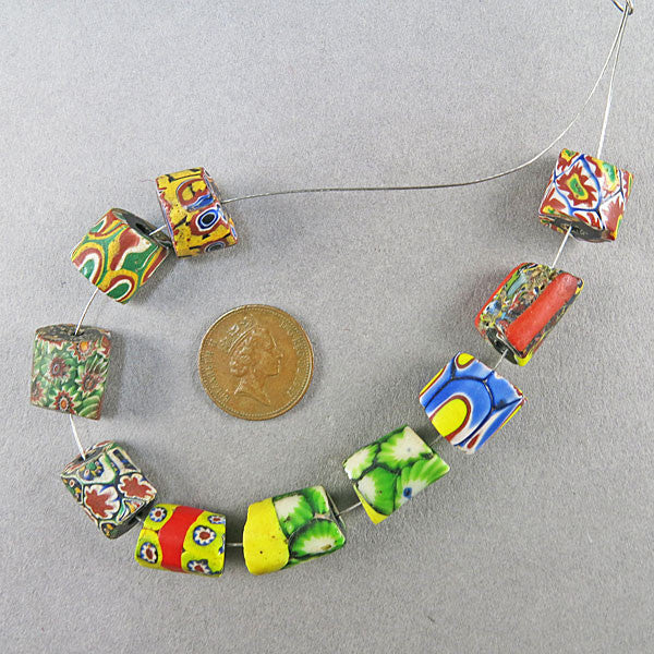 African Trade Beads 10 Old Venetain Glass Beads Antique Millefiori Beads Supplies