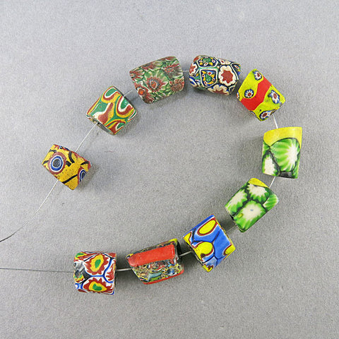 African Trade Beads 10 Old Venetain Glass Beads Antique Millefiori Beads Supplies