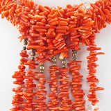 Vintage coral beads necklace with rock cyrstal beads