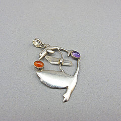 Vintage jewellery Dolphin silver pendant