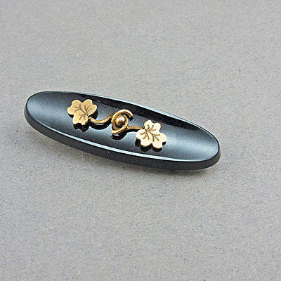 Black onyx and old 9ct gold jewellery brooch