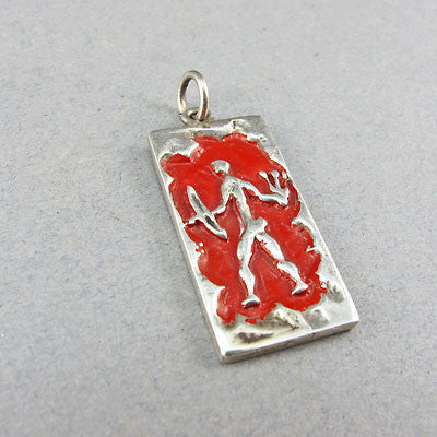 Vintage jewellery enamel and silver pendant