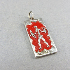 Vintage jewellery enamel and silver pendant