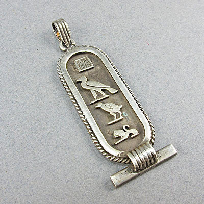 Vintage jewellery heiroglyphic silver pendant