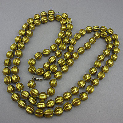 Vintage plastic beads necklace metalic gold colour