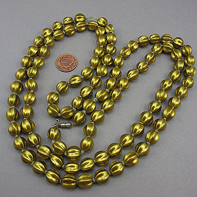 Vintage plastic beads necklace metalic gold colour