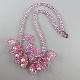 Vintage plastic beads necklace pearly pink