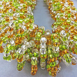 Vintage seed beads necklace greeny gold