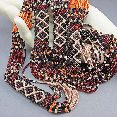 vintage seed beads necklace browns
