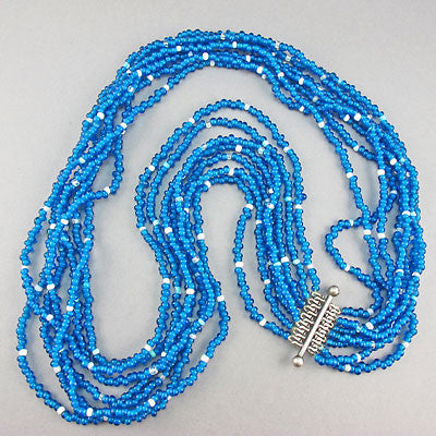 Vintage seed beads necklace with fabulous sliver plate clasp