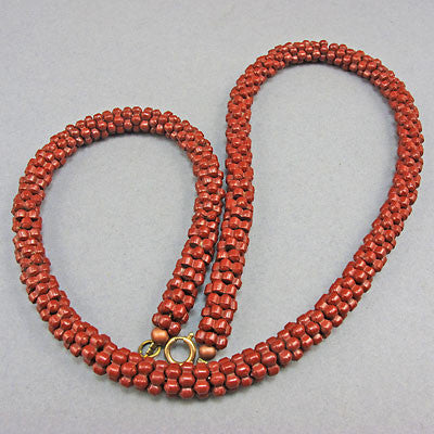 Vintage Seed Beads Necklace Rusty Brown