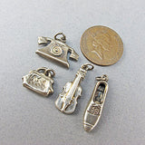4 vintage silver jewellery charms