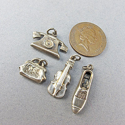 4 vintage silver jewellery charms