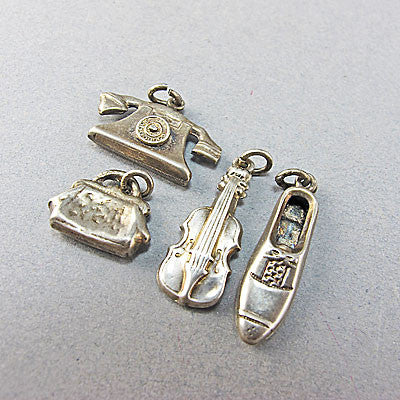 4 vintage silver jewellery charms