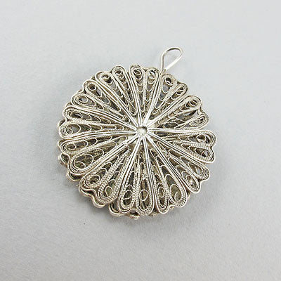 Vintage silver jewellery pendant filigree design