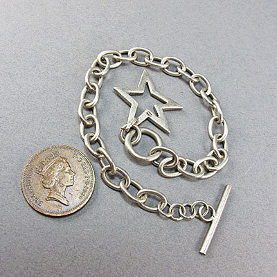 Vintage silver jewellery bracelet star clasp