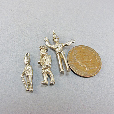 3 Vintage silver jewellery horse guard charms