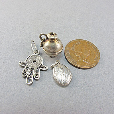 3 vintage silver jewellery charms