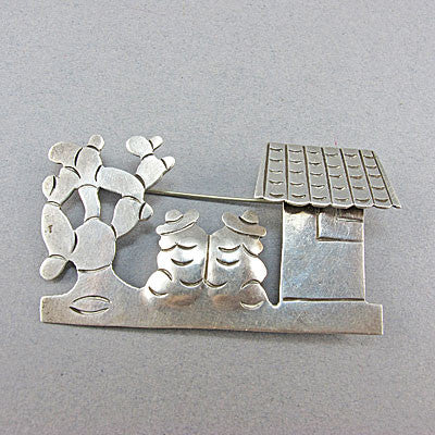 Vintage silver jewellery brooch mexican