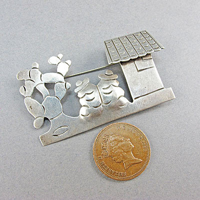 Vintage silver jewellery brooch mexican