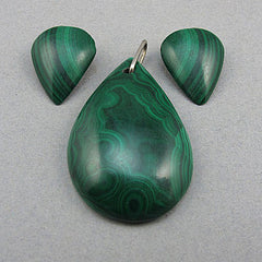 Vintage malachite beads pendant and earings earings set