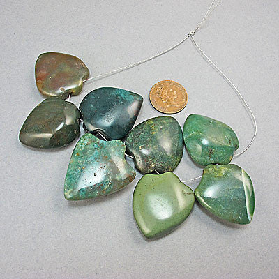 8 vintage semi precious stone pendants agate hearts