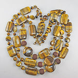 Vintage semi precious stone beads tiger eyes necklace