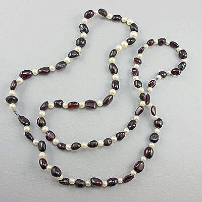 vintage semi precious stone beads garnets and  pearls