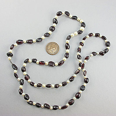 vintage semi precious stone beads garnets and  pearls