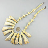 vintage unusual beads necklace bone and teeth