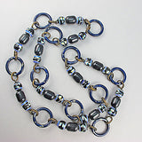 Vintage glass beads necklace art deco blue