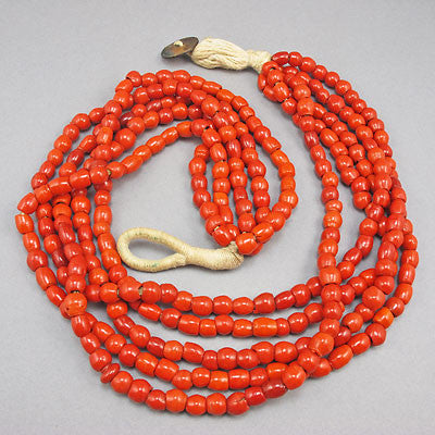 Vintage glass beads necklace ethnic red